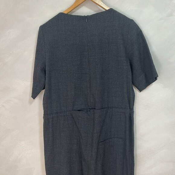COS Wool Jumpsuit boilersuit dark grey short sleeve jogger size 4 or small - Picture 10 of 12